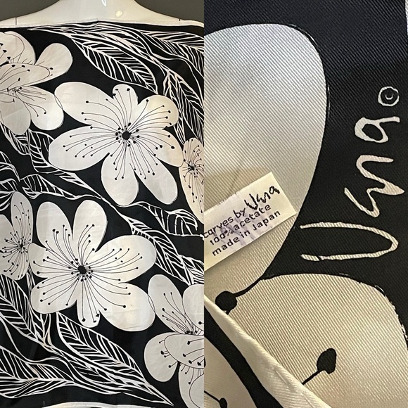Vera Neumann Accessories - Vintage Vera Scarf Chic Black White Hibiscus Print 26 In Sq Very Good Condition